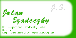 jolan szadeczky business card
