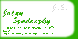 jolan szadeczky business card